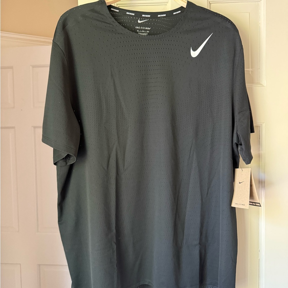 Nike NWT Black Short Sleeve Dri-FIT Performance Tee with White Swoosh